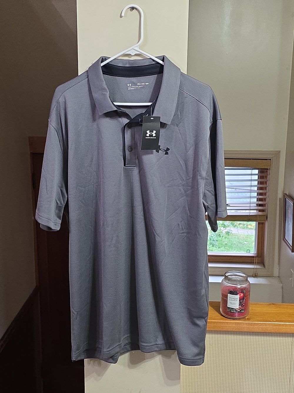 Under Armour Men’s Charcoal Stripe Performance Polo
